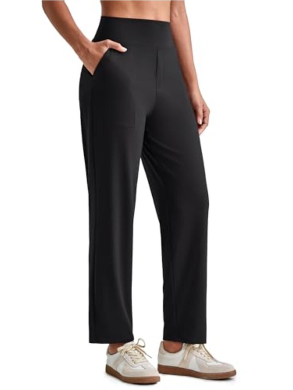High Rise Ankle Yoga Pants Work Trousers 4-Way Stretch
